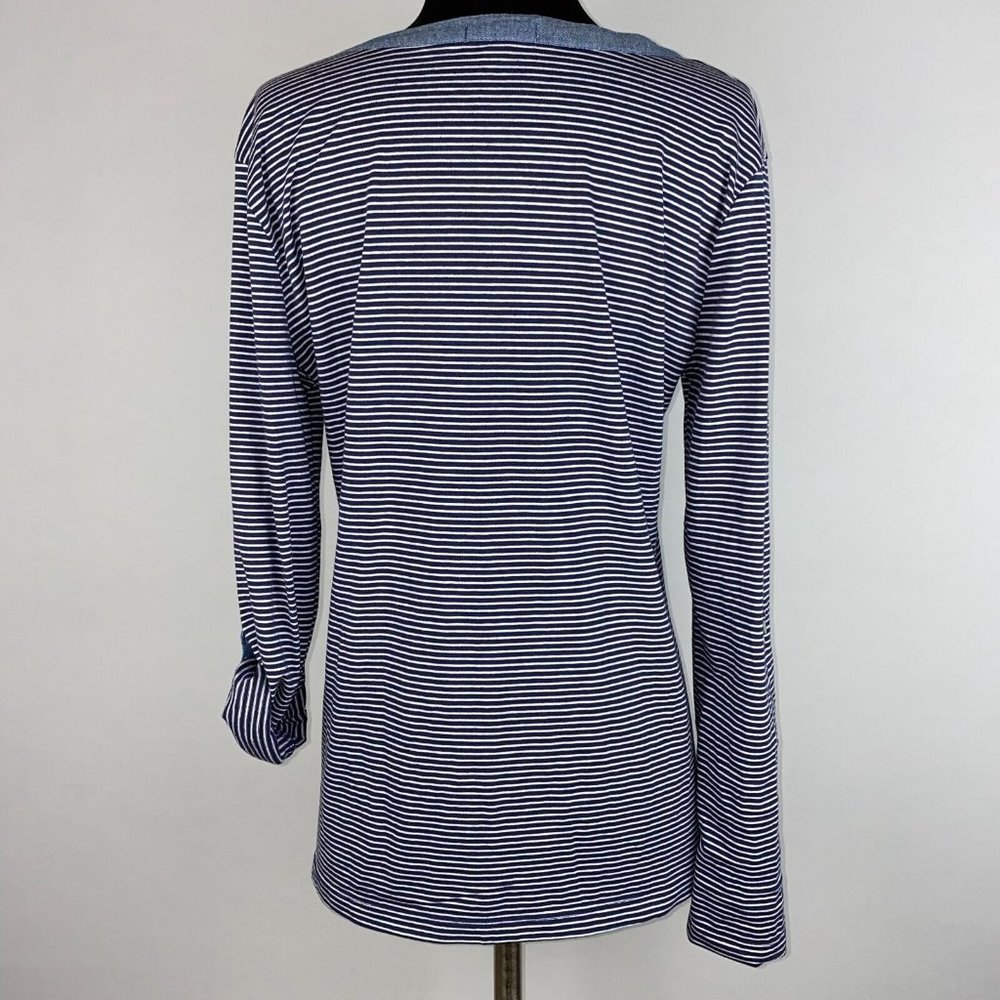 Thyme And Honey L Striped Partial Button Front He… - image 7
